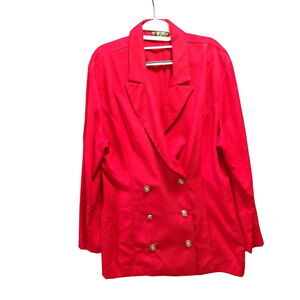 Ollie Womens Blazer Red Size 32" Long Sleeve Red Gold Buttons Three Button